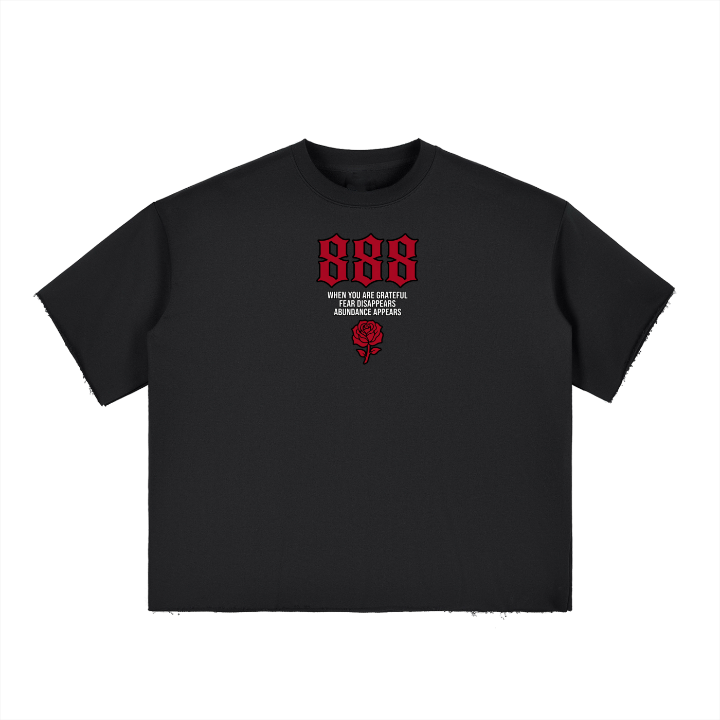 Boxy Half-Sleeve Raw-Edge T-Shirt